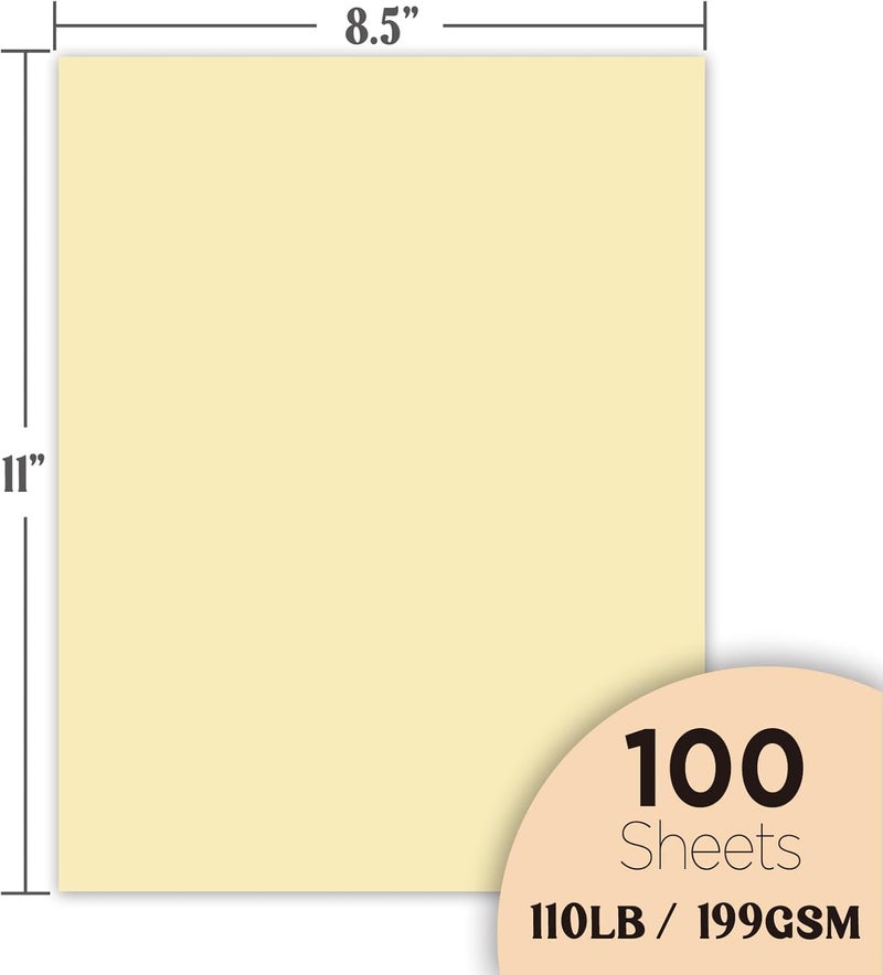 WritePads Cream Cardstock Paper, 110lb/199gsm Heavy Cardstock, Colored Multi-Purpose paper, 8.5" x 11" 100 Sheets (1 Reams) Computer Paper, Made in USA - Image 2
